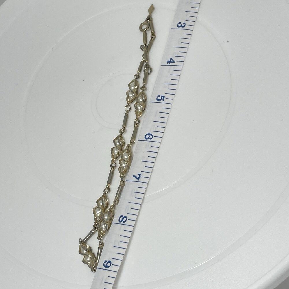 Sarah Coventry Faux Pearl Gold Tone Necklace 13” Vintage Signed - Picture 6 of 6